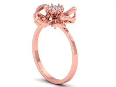 Solitaire Wedding Engagement Women Light Weight Flower Rings 3D print model 8