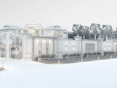 Residential Classic Villa House Exterior Scene 3D model 3D model