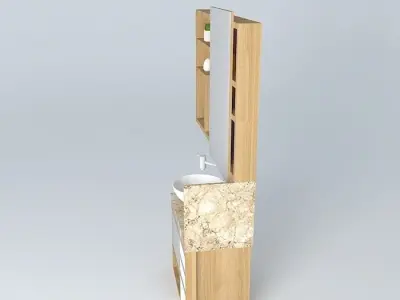 Small bathroom with niches and sliding door Free 3D model