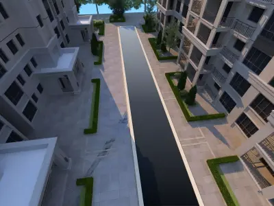Residential Complex with Greenery 3D model