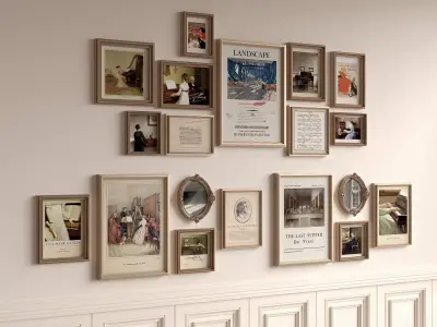 3D model of picture frames on the wall 3D model