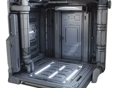 Sci-Fi Corridor Module 3D Model Low-poly 3D model