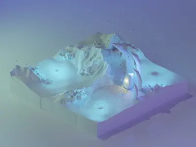 low poly Gameasset8 iceberg with lights Low-poly 3D model