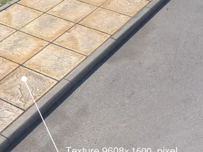 pavement sidewalk tiles Low-poly 3D model
