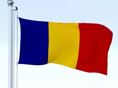 Animated Romania Flag Low-poly 3D model