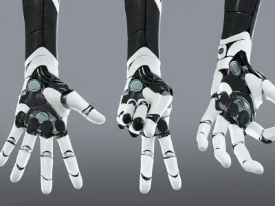 Robotic hand anatomy 04 Low-poly 3D model