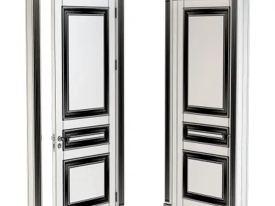Hight classic single wood door 3D model