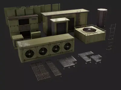 Building roof industry stuff collection  3D model