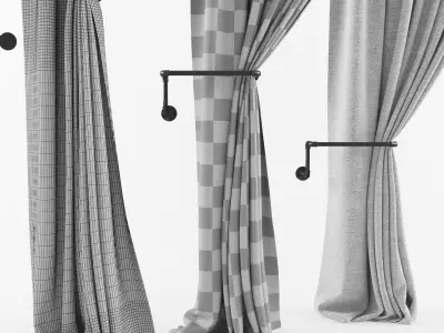 Curtain with metal rod 3D model
