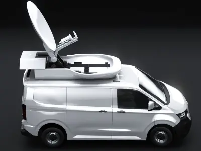  TV Satellite News Van with Roof Dish VW Transporter T7 