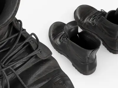  Leather Combat Vintage Boots Black Used 