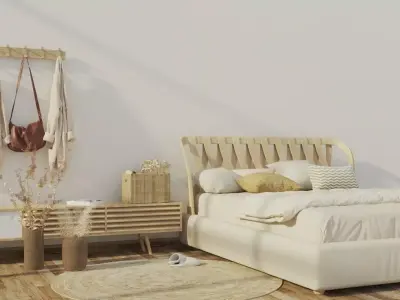 Interior bedroom scene warm and cozy 3D model