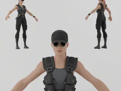 Sarah Connor Rigged Low-poly 3D model