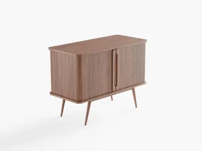 Walnut stained 2 door sliding buffet cabinet Wapong Series 3D model
