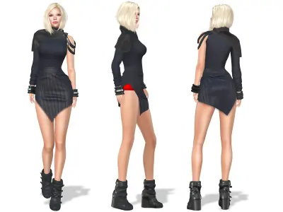 Cyberpunk Futuristic Modern Mini Dress Outfit Low-poly 3D model