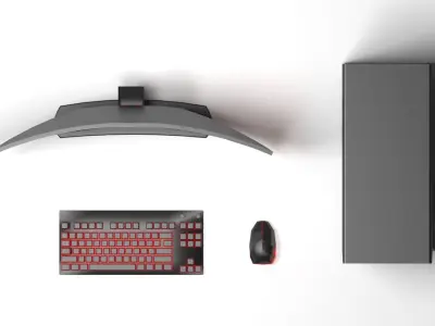 Computer Full Set Low-poly 3D model