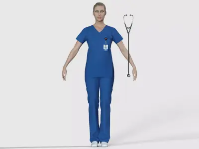 Young Caucasian Nurse - Rigged 3D model