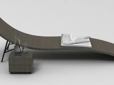 Rattan Lounger 3D model