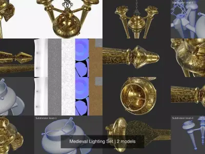 Medieval Lighting Set 3D Model Pack