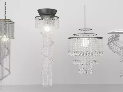 Set of crystal chandeliers 3D model