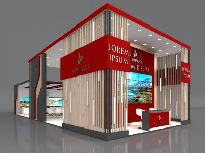 3D Exhibition Booth Stand Stall 16x7m Height 500 cm 3 Side Open 3D model