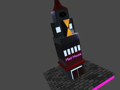 Clock tower Low-poly 3D model