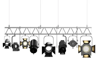 Soft theater farm with lighting equipment Low-poly 3D model