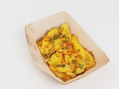 Potato dip dipping fried fry sauce with greens 3D model