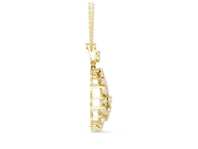 Floral Diamond Pendant Luxury Teardrop Cluster Necklace CAD  3D print model