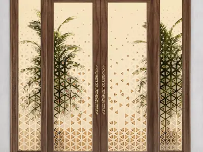 Framed glass door 01 3D model
