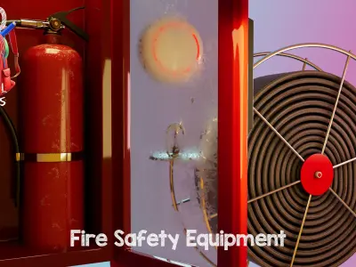 School Fire Safety Equipment - Set100 Assets - School Series  Low-poly 3D model