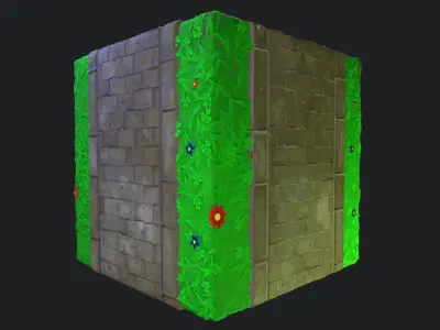 Stylized Stone Pavers With Grass Texture