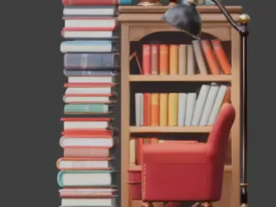 Tiny Library Corner 3D Model v01 Low-poly 3D model