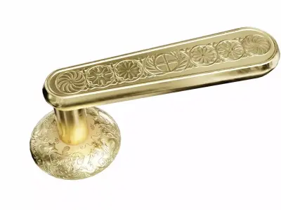 Door-handle gold door handle with ornate design Low-poly 3D model