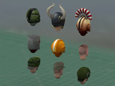 Grimdark Miniature TTRPG Helmets and Heads 3D Print  Collection 3D print model