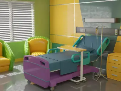  Cartoon Hospital Room 3D model