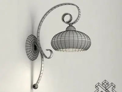 Wrought Iron Wall Lamp Low-poly 3D model