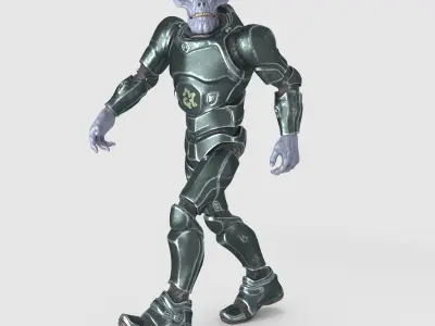 Alien in armored suit Low-poly 3D model