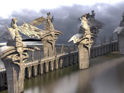 League of legends Inspired Sword Bridge Statues 5 3D model