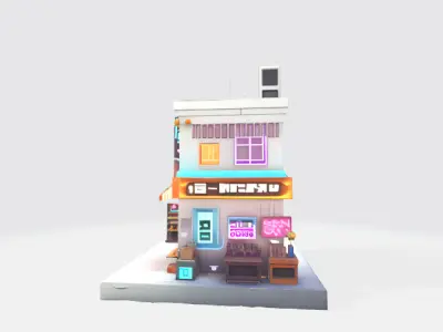 Lowpoly shop Low-poly 3D model