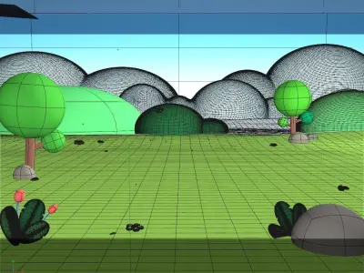 cartoon forest scene 3D model