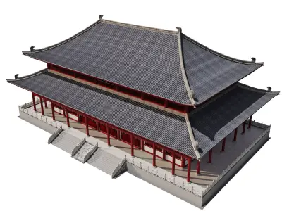 Japanese Temple Main Hall 3D model