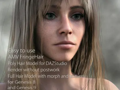 Fringe Hair for G8 and G9 Low-poly 3D model