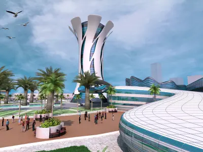 Administrative Futuristic building 3D model