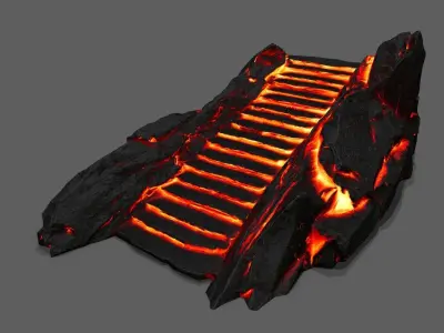 Volcanic Stairs Low-poly 3D model