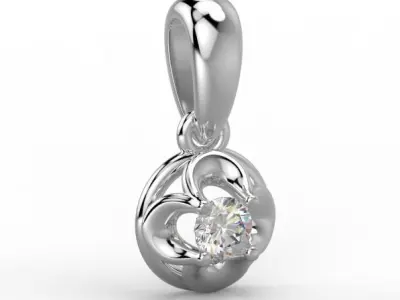 141027 P simple pendant with round gemstone Free 3D print model