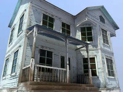 Old House game ready low poly Model Low-poly 3D model