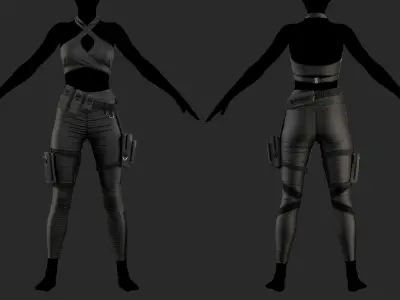 FAMALE OUTFIT Marvelous Designer project and OBJ 3D model