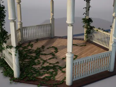 wooden pergola Low-poly 3D model