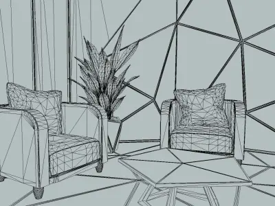 Modern Office Lobby Low-poly 3D model